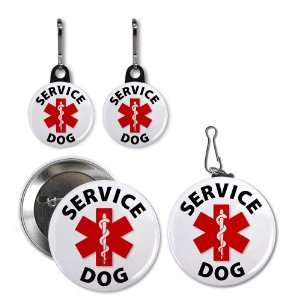  SERVICE DOG SYMBOL Medical Alert Button Tag Zipper Pull 
