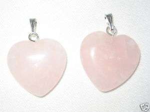 12 Rose Pink Quartz Stone Heart Pendants 20mm FREE S&H  