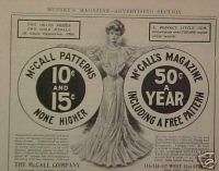 1905 McCall Magazine Patterns Womens Vintage Fashion AD  