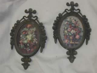 Set Of 2 Metal Frames Made In Italy Floral Pictures  