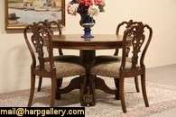 Round Oak Lion Paw Dining Table, 3 Leaves  
