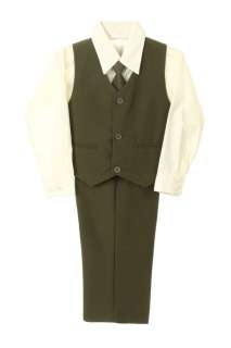   Green Dress VEST TIE tuxedo suit sz 12M 24M 2T 4T Formal Wear  