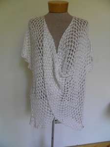 PURE WHITE CROCHET Cover Up Sheer DRESS or Top One Size  