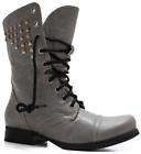 WOMENS MILITARY ARMY GREY STUDDED COMBAT BOOTS SIZE