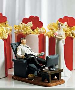 Couch Potato Groom With Bride Wedding Cake Topper  