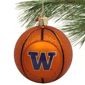  Washington Huskies Glass Basketball Ornament Sports 