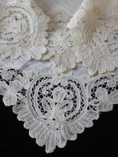 Magnificent Antique Vintage Duchesse Bobbin Lace Wedding Hankie  