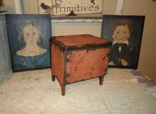 Country Primitive Wood Document Chest Box Old Early Antique Look Home 