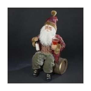    Tuscan Winery Santa Claus on Wine Barrel Christmas Table Top Figure