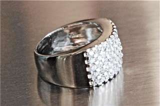 SR 6691 MICRO PAVE WIDE BAND CIGAR STERLING SILVER RING