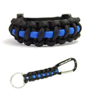 The Thin Blue Line Police 550 Paracord Bracelet Large and Keychain 
