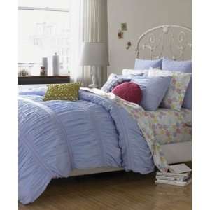  Style & Co. Shadowbox Smocked Blue King Duvet Cover New 