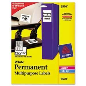  AVE6570 Avery 6570   Permanent ID Laser Labels, 1 1/4 x 1 