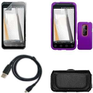  iNcido Brand HTC EVO 3D Combo Solid Purple Silicone Skin 