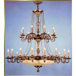 Alabaster Stone Chandelier, RL 1884 160, 39 lights, Antique Brass, 64 