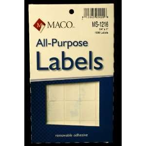 Maco Pressure Sensitive White Label 34 x 1