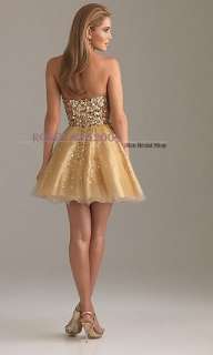 New Stock Sequins Long&Short Gold Prom Dresses Eveing Gowns Size 6 8 