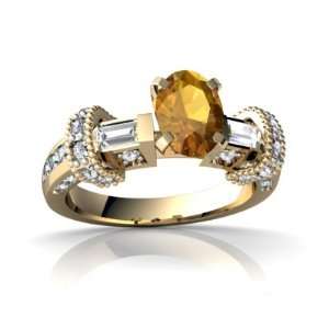  14K Yellow Gold Oval Genuine Citrine Engagement Ring Size 