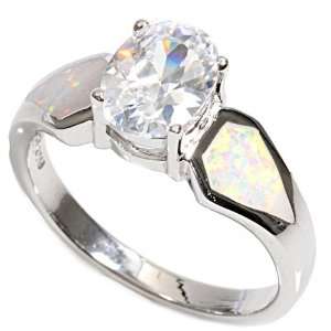  Sterling Silver Lab Opal Ring   3mm Band Width   9mm Face 