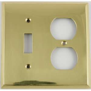  Polished Brass 2 Gang Wall Plate for 1 Toggle Switch and 1 