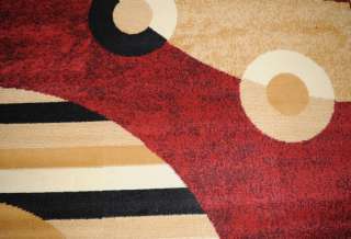 Circles Red Modern Design 5x7 Area Rug Carpet (AREA SIZE 5X8) FREE 