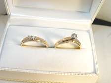 14K Yellow Gold 0.22TDW Diamond Wedding Ring Set  