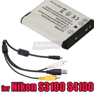 Battery EN EL19 + USB/AV Cable for Nikon S3100 S4100 Camera  