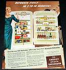 1950 OLD MAGAZINE PRINT AD, CROSLEY SHELVADOR REFRIGERATOR, CARE FREE 