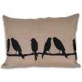 Thro Birds On Branch Printed Jute Pillow (16 x 22 