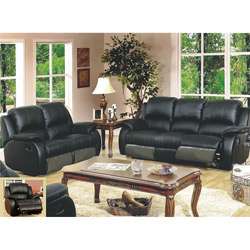 Yalus Black Leather Sofa 3 piece Living Room Set  