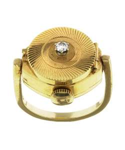 Bucherer 18k Gold Antique Diamond Ring Watch  