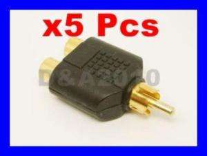 pcs RCA AV Audio Y Splitter Plug Adapter 1 Male 2 F  