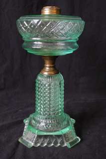 L30 VICTORIAN OIL LAMP DIAMOND QUILTED HOBNAIL RISING SUN TEARDROP 