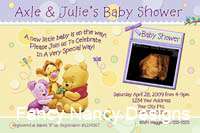   THE POOH BEAR CUTE CUSTOM PHOTO BOY GIRL BABY SHOWER INVITATIONS CARD