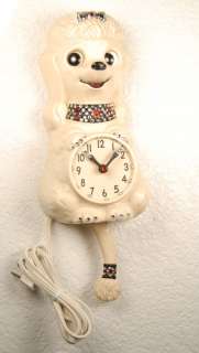 Vintage Electric Kit Cat Clock Jeweled/IvoryPoodle  