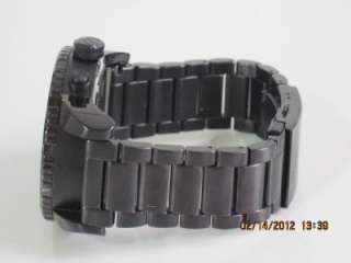   Mens Large 51mm Chronograph Black Stainless Steel Bracelet Watch