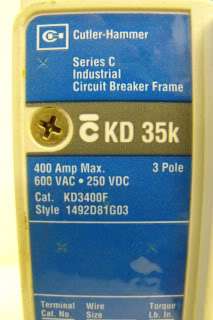 Cutler Hammer 400 AMP Circuit Breaker Catalog# KD3400F  