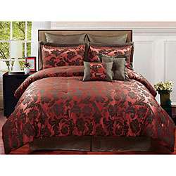 Charlotte Red/ Brown 8 piece Comforter Set  