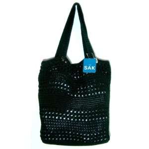 The Sak Large Crocheted Tote (Black) 2 piece Set, Authentic, New 