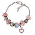   Glass Silverplated Multi colored Glass Bead and Charm Bracelet