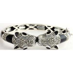  Kissing Dragons Inlay Bracelet   Sterling Silver 