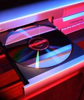 Blu ray player with a disc in the open tray