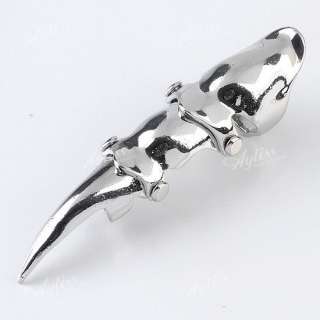 1PC Mens Armor Knuckle Full Spike Finger Double Ring Punk Rock Gothic 