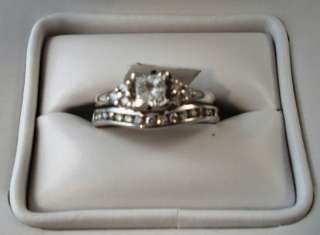 Stamped 14KT White Gold Diamond Wedding Set Ring  
