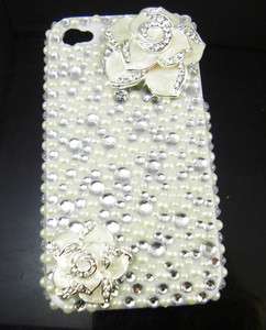  Crystal Bling Hard Back Case for iPhone 4 4G 4GS White PC14  
