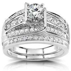 14k White Gold 1ct TDW Diamond Bridal Ring Set (H I, I1 I2 