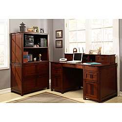 Cherry Mission style Executive Desk and File Set  