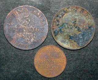 Prussia 3 pfennige  1866, 1 pfrnnig  1863, Anhalt 3 pfennige  1861
