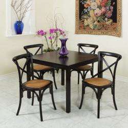 Black Square Table with 4 Black Cross Back Chairs  