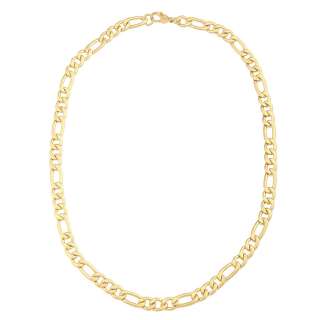  Steel and Gold IP Mens Figaro Chain Necklace  